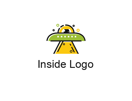 alien eye and spaceship logo