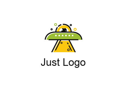 alien eye and spaceship logo