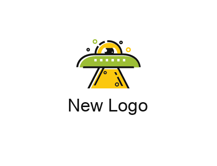 alien eye and spaceship logo