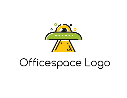 alien eye and spaceship logo