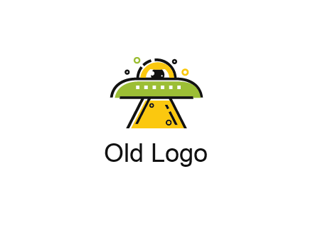 alien eye and spaceship logo