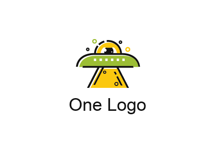 alien eye and spaceship logo
