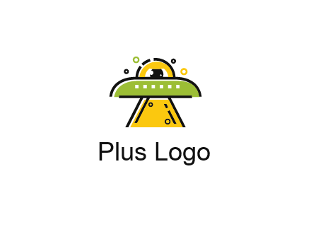 alien eye and spaceship logo