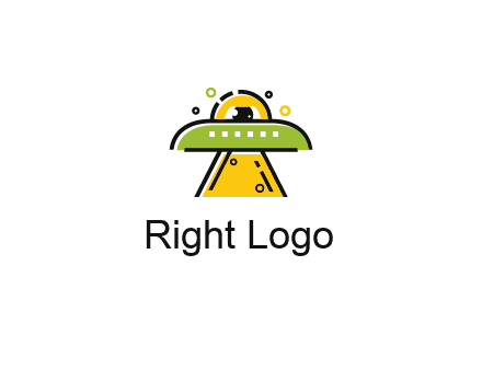 alien eye and spaceship logo