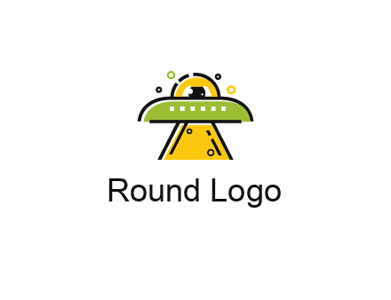 alien eye and spaceship logo