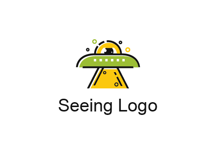 alien eye and spaceship logo