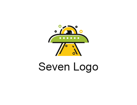 alien eye and spaceship logo