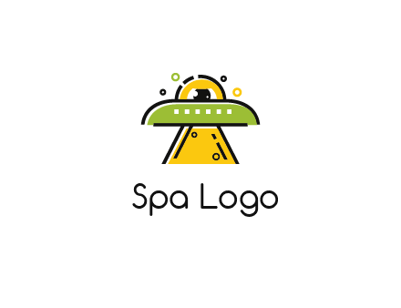 alien eye and spaceship logo