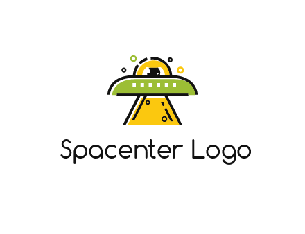 alien eye and spaceship logo