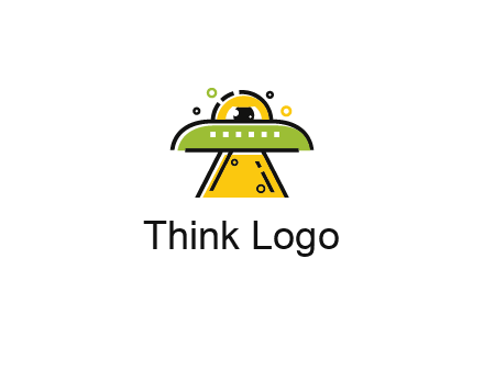 alien eye and spaceship logo