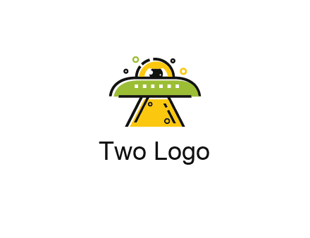 alien eye and spaceship logo