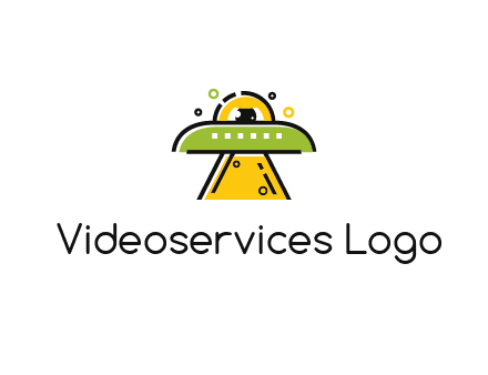 alien eye and spaceship logo