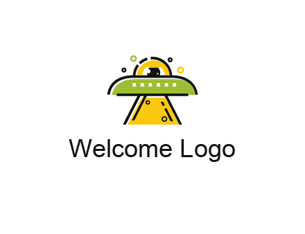 alien eye and spaceship logo