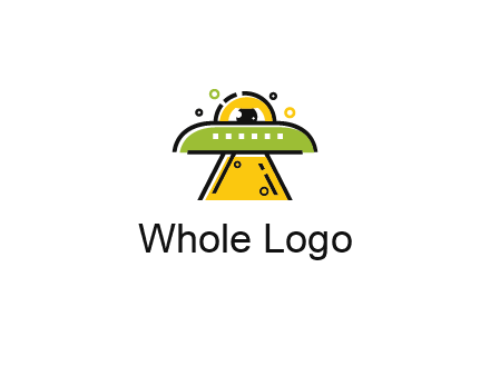 alien eye and spaceship logo