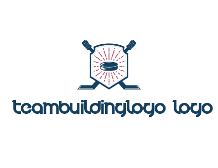 puck in centre of shield with hockey sticks logo