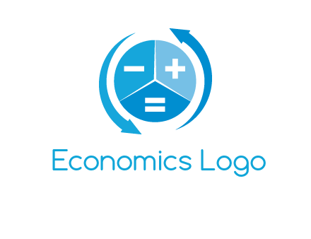 arrows around the circle with mathematical symbols logo