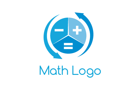 arrows around the circle with mathematical symbols logo