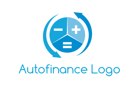 arrows around the circle with mathematical symbols logo