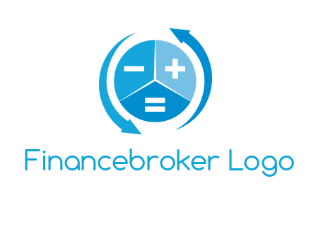 arrows around the circle with mathematical symbols logo