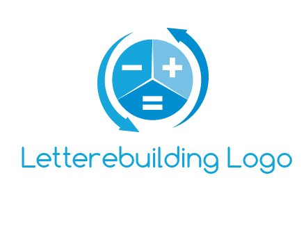 arrows around the circle with mathematical symbols logo