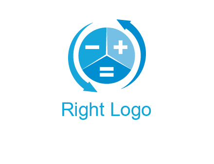 arrows around the circle with mathematical symbols logo