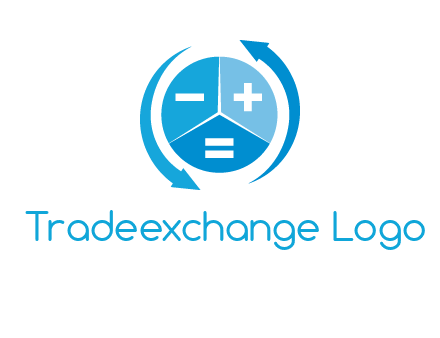 arrows around the circle with mathematical symbols logo
