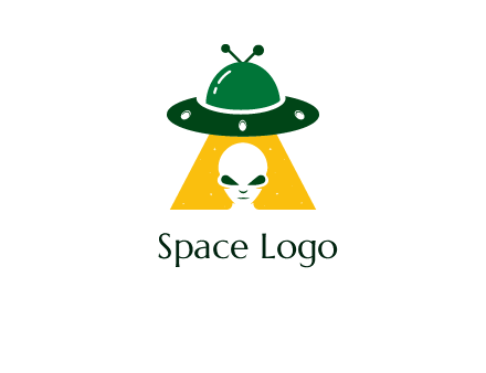 alien in the spaceship logo