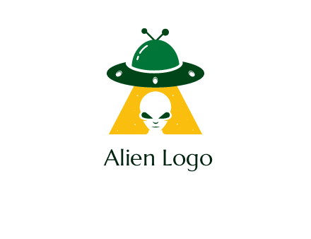 alien in the spaceship logo