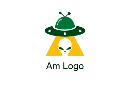 alien in the spaceship logo