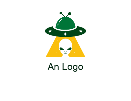 alien in the spaceship logo