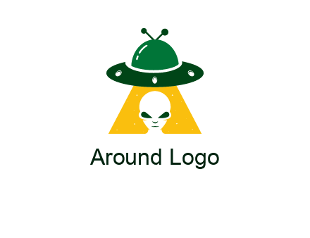 alien in the spaceship logo
