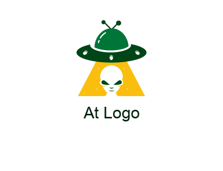 alien in the spaceship logo