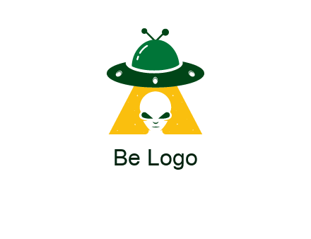 alien in the spaceship logo