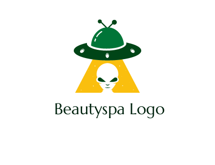 alien in the spaceship logo