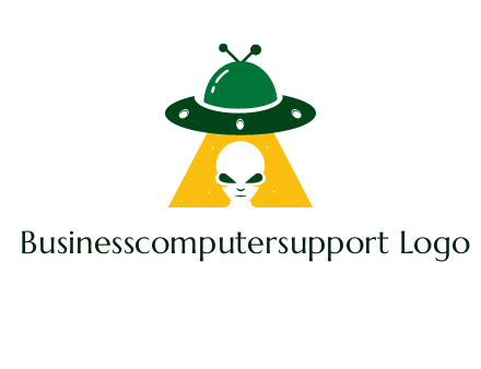 alien in the spaceship logo