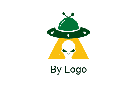 alien in the spaceship logo