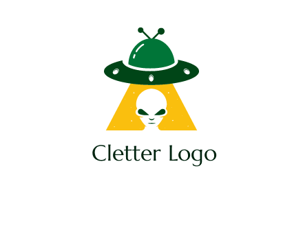 alien in the spaceship logo