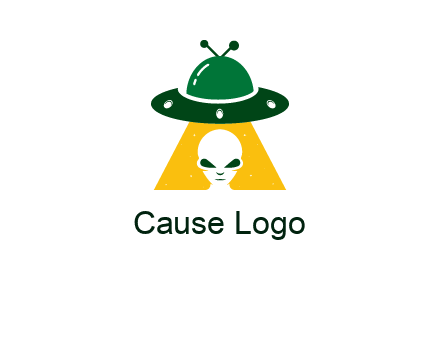 alien in the spaceship logo