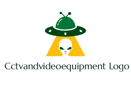 alien in the spaceship logo