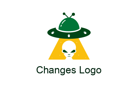 alien in the spaceship logo