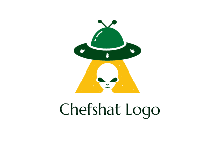 alien in the spaceship logo