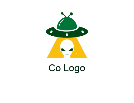 alien in the spaceship logo