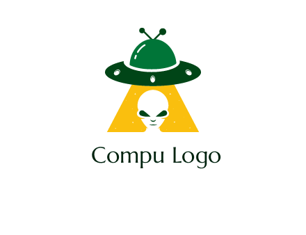 alien in the spaceship logo