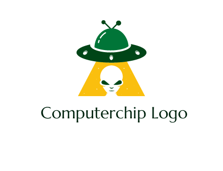 alien in the spaceship logo