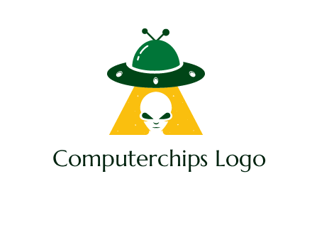 alien in the spaceship logo