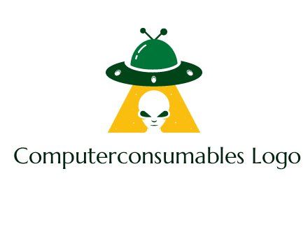 alien in the spaceship logo