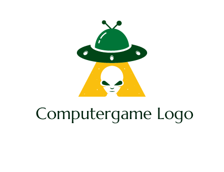 alien in the spaceship logo