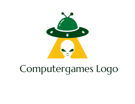 alien in the spaceship logo