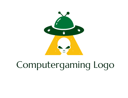 alien in the spaceship logo