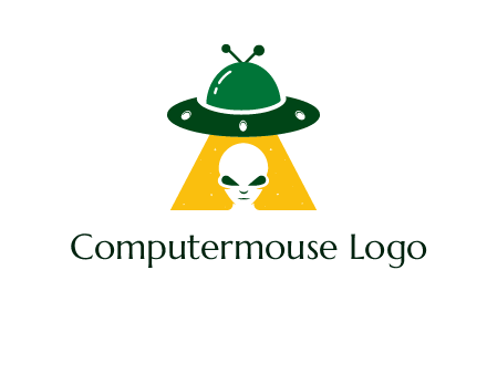 alien in the spaceship logo